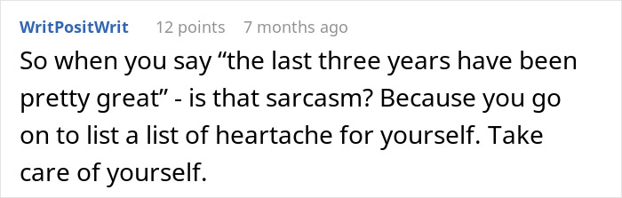 Comment discussing a woman&rsquo;s struggles with a husband who keeps leaving and coming back, receiving a reality check.
