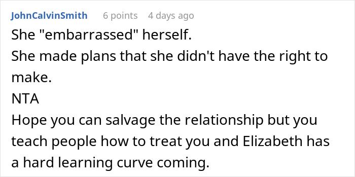 Commenter explains woman volunteered boyfriend for free labor without his consent and acts insulted when he refuses.