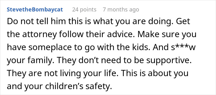 Comment advising a woman dealing with a husband who leaves and returns, emphasizing children&rsquo;s safety and legal advice.