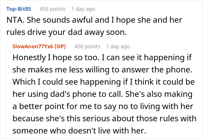 Reddit comments discussing a woman trying to enforce family rules on her boyfriend&rsquo;s son who doesn't live with them.