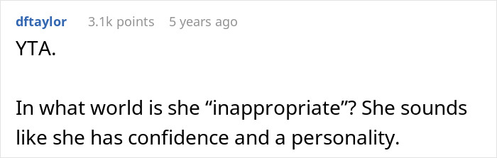 Screenshot of an online comment defending a woman&rsquo;s confidence after a man criticizes her dressing like Ms. Frizzle.