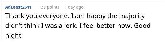 Reddit comment expressing relief and gratitude after sharing his story about a gym affair and relationship struggles.