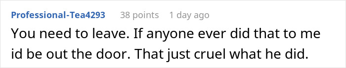 Comment text on a social platform reacting to a bossy man locking his pregnant wife out in freezing weather, calling it cruel.