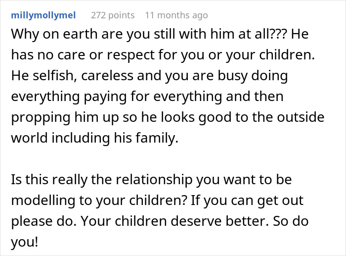 Screenshot of an online comment discussing a tired woman who is quiet quitting in her troubled marriage.