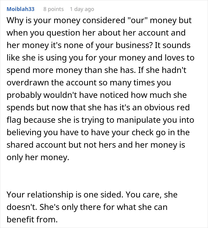 GF Keeps "Accidentally" Using Joint Account Money For Personal Expenses, Angry When BF Cuts Funds