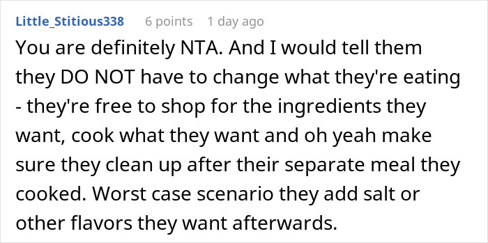 Family Demands Woman Make Separate Meals For Them: "Don't Want To Eat What My Doctor Told Me"