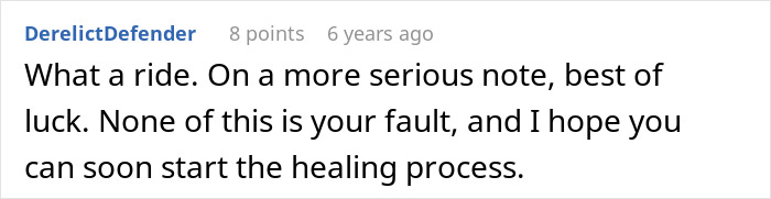 Screenshot of online comment expressing sympathy and wishing best of luck after one DNA test causes major family chaos.