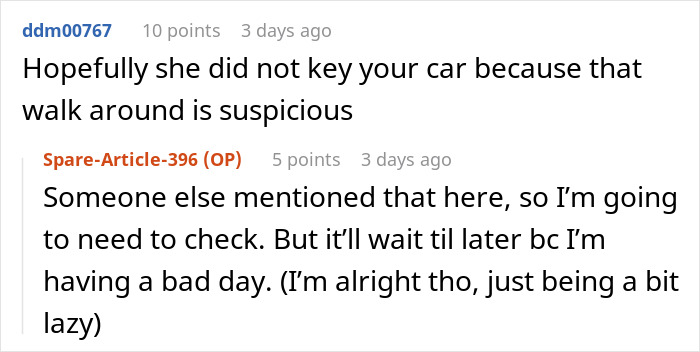 Screenshot of an online forum discussion about drama involving a handicapped parking spot confrontation.
