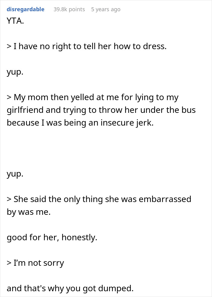 Commenter gives a brutal reality check to man wanting girlfriend to stop dressing like Ms. Frizzle online and IRL.