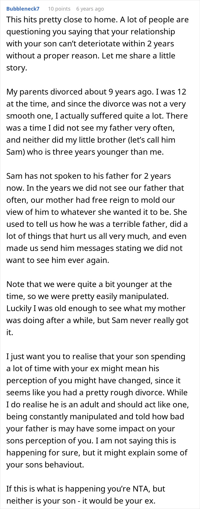 Forum post discussing drama over last name as guy spends more time with bio dad and strained father-son relationship.