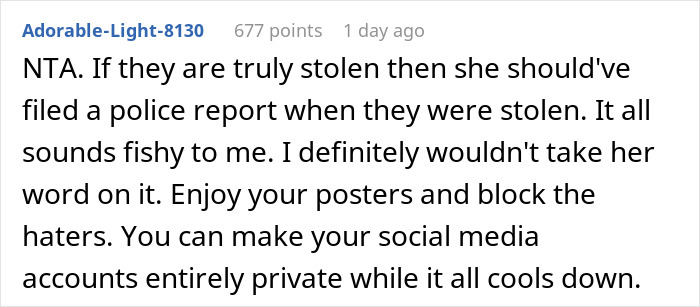 Screenshot of an online comment discussing rare K-Pop merch dispute and advice to block online haters.