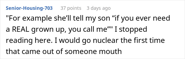 Screenshot of an online comment discussing a granny pretending to be kid&rsquo;s guardian and causing family conflict.