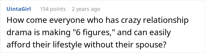 Screenshot of a Reddit comment discussing relationship drama and lifestyle finances, relating to a man spinning a tale about pregnant bestie.