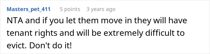 Comment discussing a woman fed up with in-laws showing up unannounced and panicking about them wanting to move in.