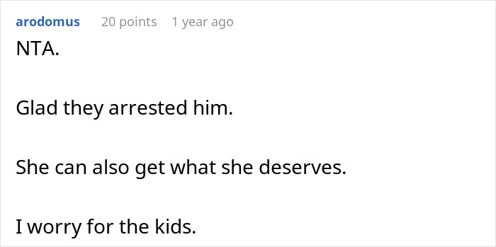 Reddit user comment expressing relief about arrest in teen escape from horrible family after step-father&rsquo;s misstep.