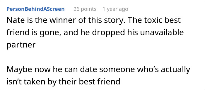 Screenshot of a Reddit comment discussing confusion after a cheating confession from a best friend but denial by the boyfriend.