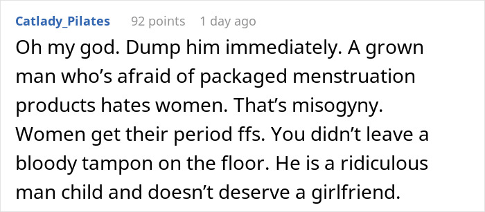Guy Leaves Girlfriend's Apartment Upset, She Later Finds Out It's Because Of Period Products