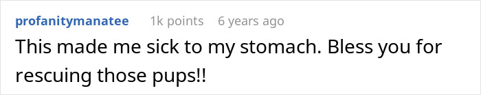 Comment expressing distress and gratitude for rescuing dogs, related to MIL pretending dog passed away at shelter.