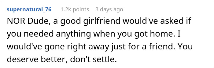 Reddit comment advising a man about true relationships and prioritizing a good girlfriend over suffering in sickness and health. Reddit comment advising a man about true relationships and prioritizing a good girlfriend over suffering in sickness and health.
