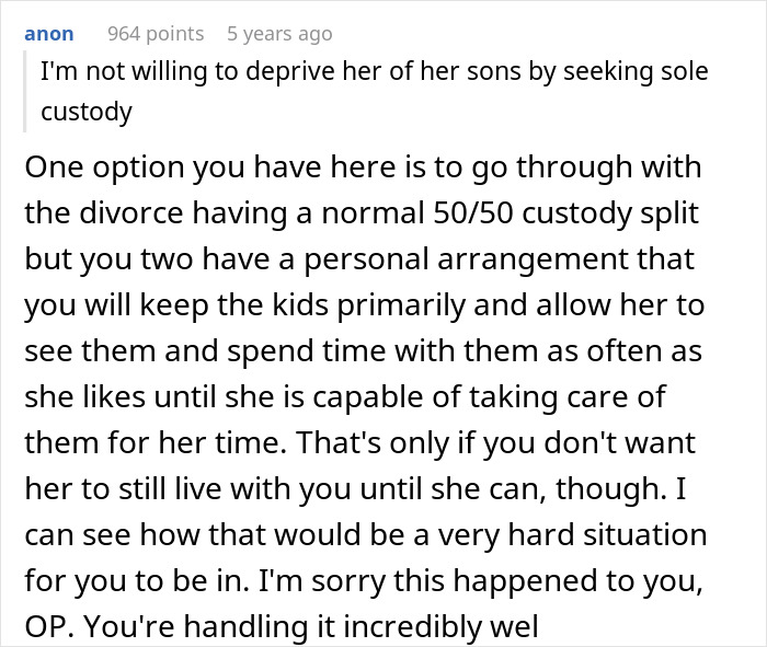 Text post discussing divorce and custody arrangements after wife&rsquo;s secret exposed following birth of black child.