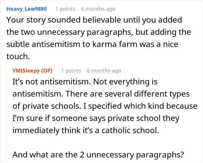 Screenshot of a Reddit conversation discussing a teacher's malicious threats causing a coworker to go to the ER.