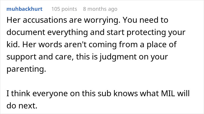 Screenshot of a Reddit comment discussing MIL and FIL conflicted with family lifestyle after granddaughter comes out as lesbian.