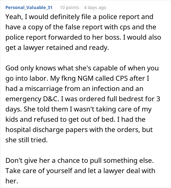 Screenshot of a forum post sharing a personal story about postpartum boundaries and dealing with a difficult mother.