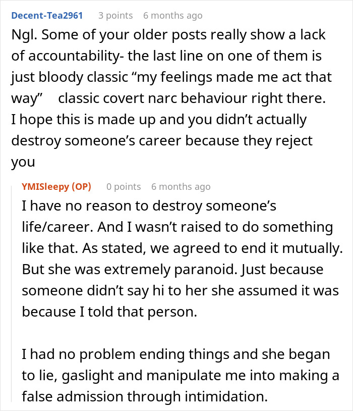 Reddit conversation showing comments about a teacher blacklisted in the city after threats sent a coworker to the ER.