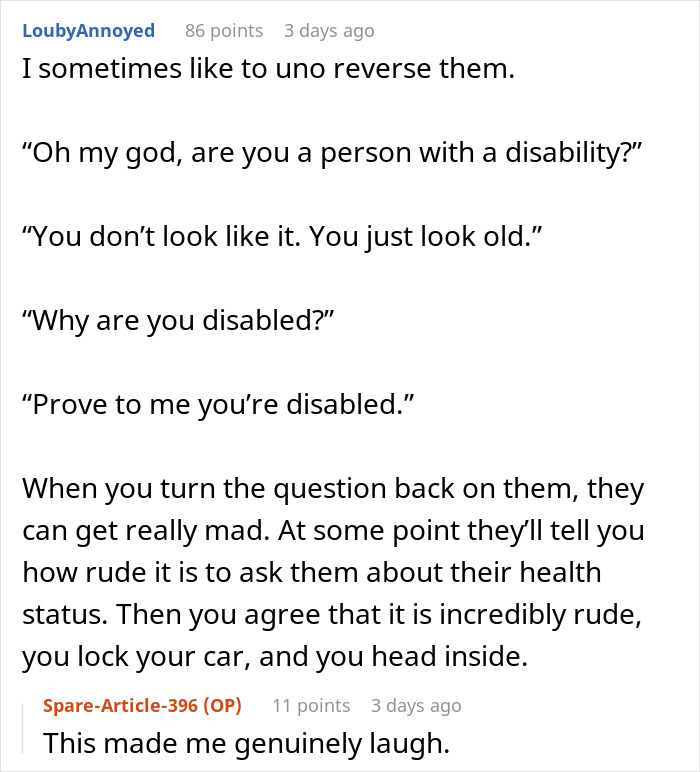 Person dealing with handicapped spot drama after confrontation by an entitled lady in a parking lot dispute.