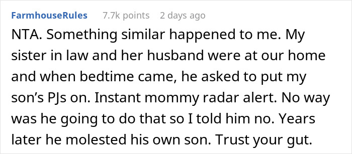 Commenter shares a personal story warning about creepy behavior near a child, highlighting parental concerns about autism.