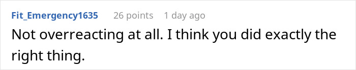 Reddit comment discussing a family dinner situation involving a rude mother and a potential conflict resolution.