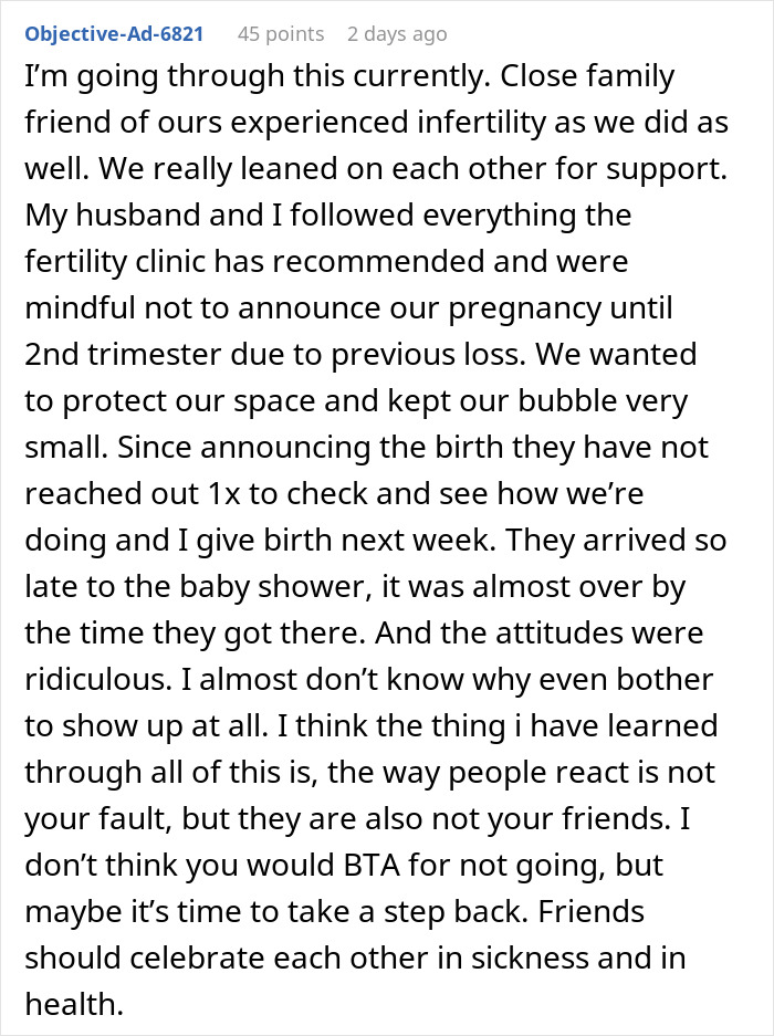 Pregnant Couple Hurt As Friends Take Out Their Infertility Struggles On Them: "I Didn't Deserve It" Pregnant Couple Hurt As Friends Take Out Their Infertility Struggles On Them: "I Didn't Deserve It"