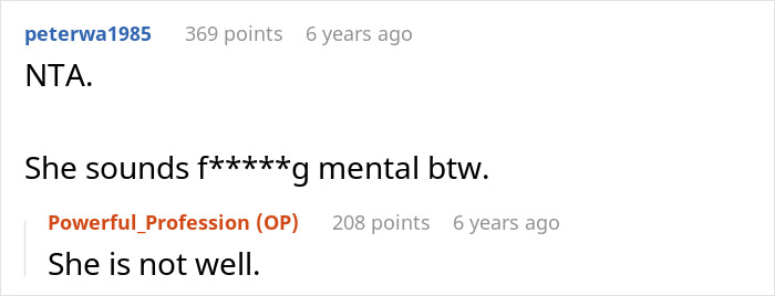 Screenshot of a Reddit conversation discussing a woman going from psychiatric nurse to psychiatric patient.