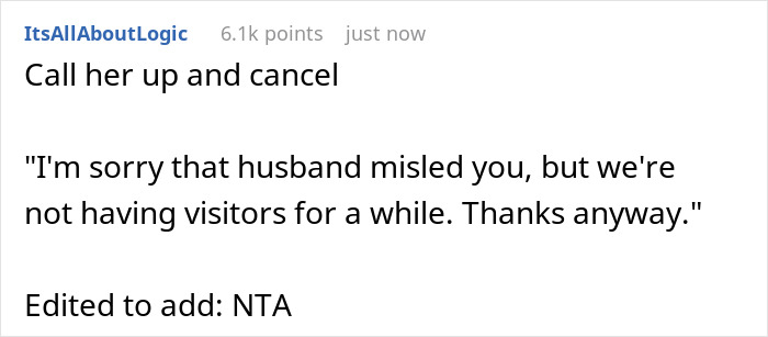 Screenshot of an online forum comment discussing a lazy hubby and wife dumping chores on him in a household dispute.