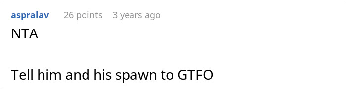 Screenshot of an online comment where a user tells a man and his kids to leave after occupying a late husband&rsquo;s belongings.