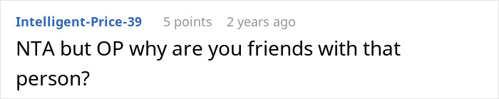 Screenshot of a forum comment discussing a woman tired of friend&rsquo;s strict diet rules, even on her birthday.