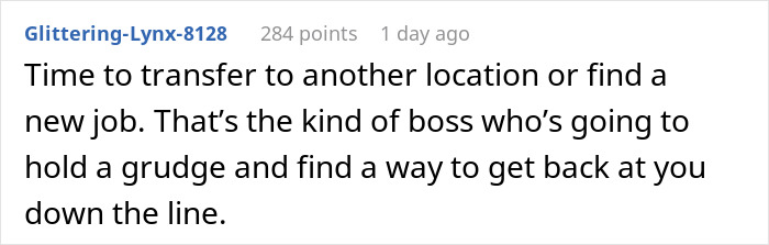 Comment on a forum post about a cashier told not to work overtime, complying during a crisis while the manager loses control.