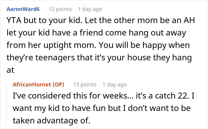 Comment discussion about a mom avoiding playdates due to messiness yet expecting neighbor&rsquo;s door to stay open.