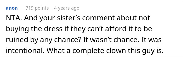 Screenshot of an online comment criticizing groom for pranking brother-in-law’s girlfriend instead of enjoying wedding.