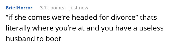 Screenshot of a Reddit comment about a lazy hubby inviting mom to help, sparking wife to go on strike and assign chores.