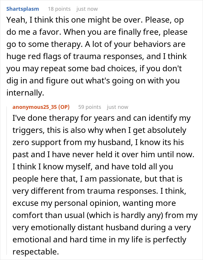 Wife realizes lack of emotional comfort from husband and responds with matching effort during difficult times. Wife realizes lack of emotional comfort from husband and responds with matching effort during difficult times.