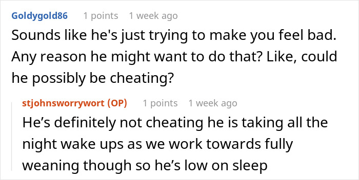 Screenshot of an online discussion about a cruel man insulting his wife after she has a baby and pressuring her to lose weight.