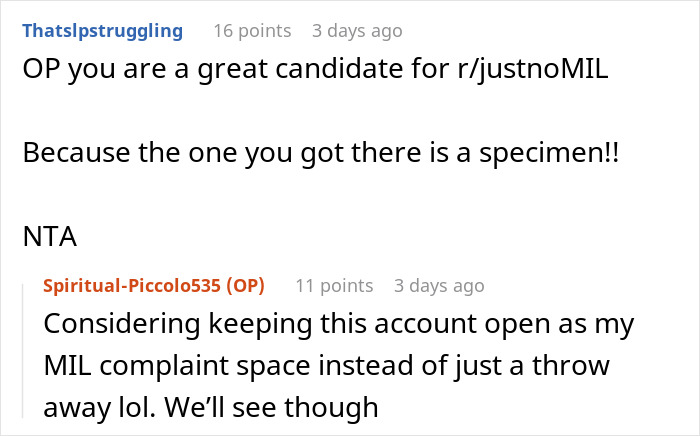 Reddit comments discussing a woman pushing back when her MIL claims she knows her husband better with a pasta question.