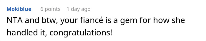 Comment praising fiancée handling a proposal gone awry after ring ends up in another woman’s dessert.