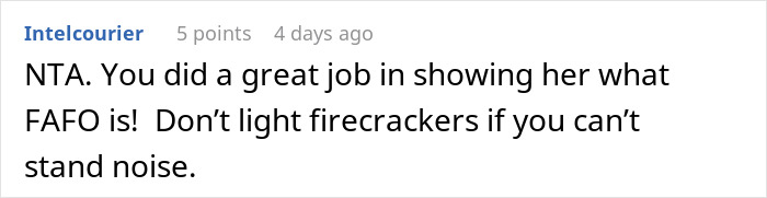 Screenshot of a comment praising a woman firing back after sister insults her, causing husband to go red and kids confused.