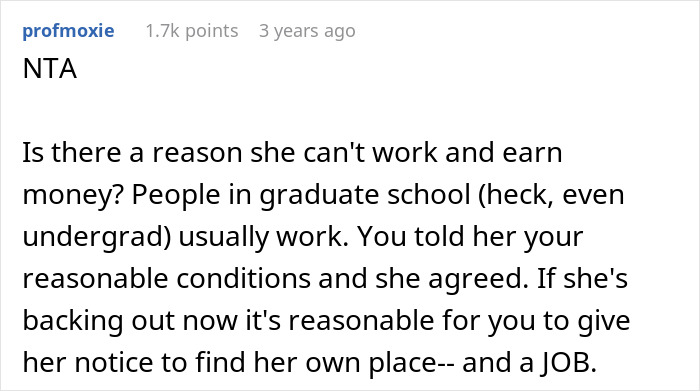 Screenshot of an online forum post discussing a woman refusing to house her sister due to babysitting and cleaning conflicts.