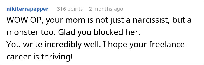 Comment on social media about a mother retaliating against postpartum boundaries in a disturbing way.