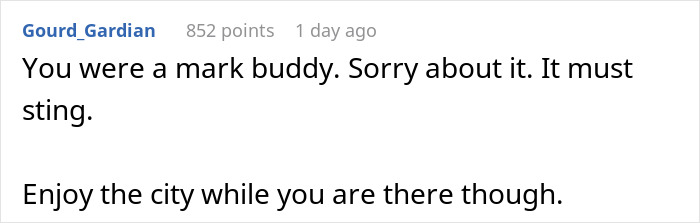 Screenshot of a Reddit comment discussing regret after traveling 7000km to meet a woman met online. Screenshot of a Reddit comment discussing regret after traveling 7000km to meet a woman met online.