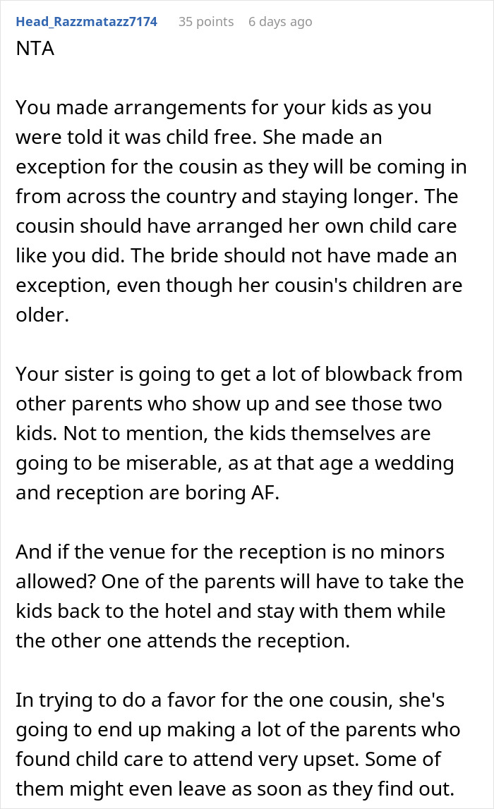 Bride Bans Sister's Kids From "Adults-Only" Event But Breaks The Rules For Cousin&rsquo;s Kids, Sis Livid