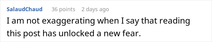 Screenshot of a Reddit comment expressing how reading a post about throat pain and medical mystery unlocked a new fear.